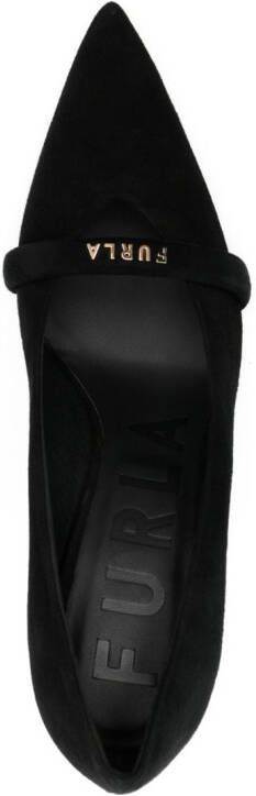 Furla 80mm logo-plaque leather pumps Black