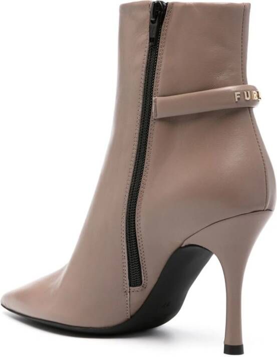 Furla Core 100mm leather ankle boots Grey