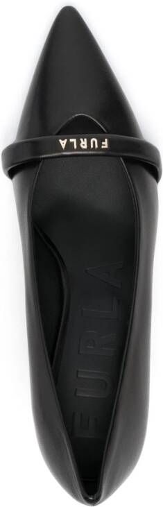 Furla Core 60mm logo-lettering leather pumps Black