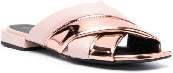 Furla crossover-strap flat mules Pink