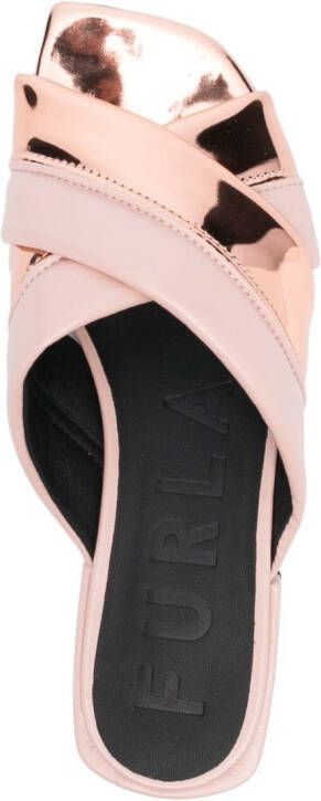 Furla crossover-strap flat mules Pink