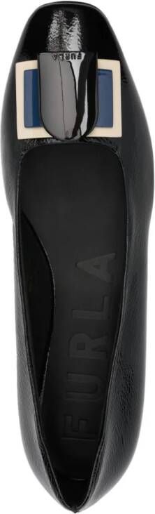 Furla decorative-buckle leather ballerina shoes Black