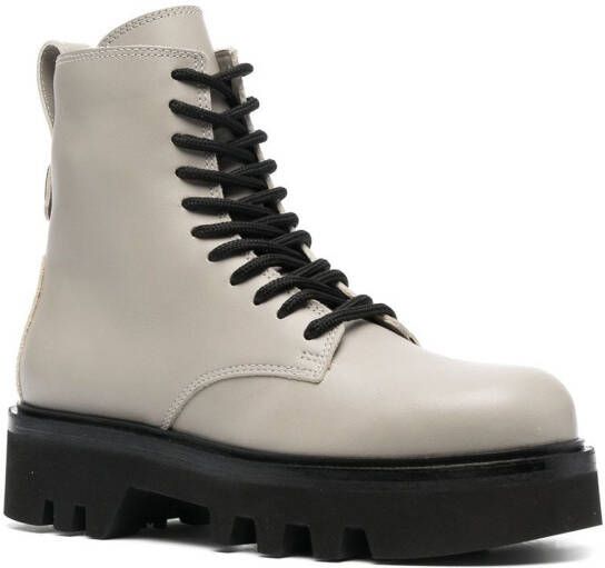 Furla lace-up leather boots Grey