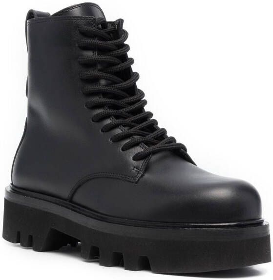 Furla lace-up leather boots Black
