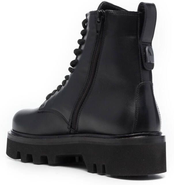 Furla lace-up leather boots Black