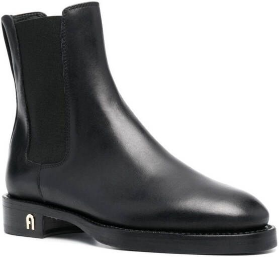 Furla leather ankle boots Black