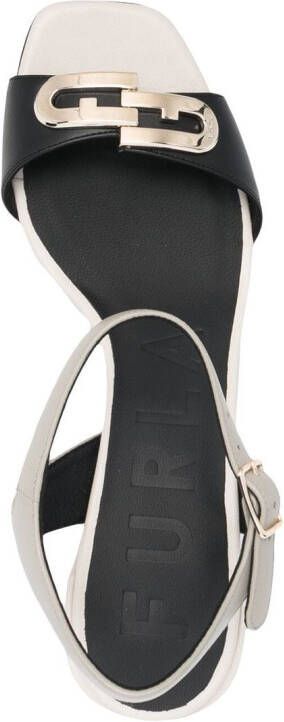 Furla logo-plaque 60mm sandals Neutrals