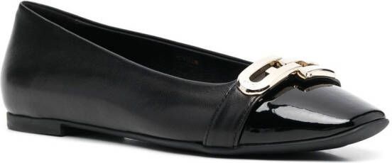 Furla logo-plaque flat ballerina shoes Black