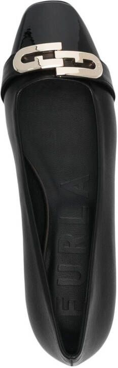Furla logo-plaque flat ballerina shoes Black