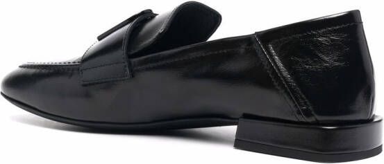Furla logo-plaque leather loafers Black