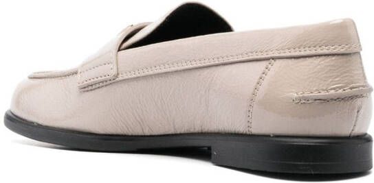 Furla logo-plaque leather loafers Neutrals