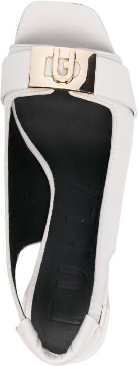 Furla logo-plaque leather sandals Neutrals