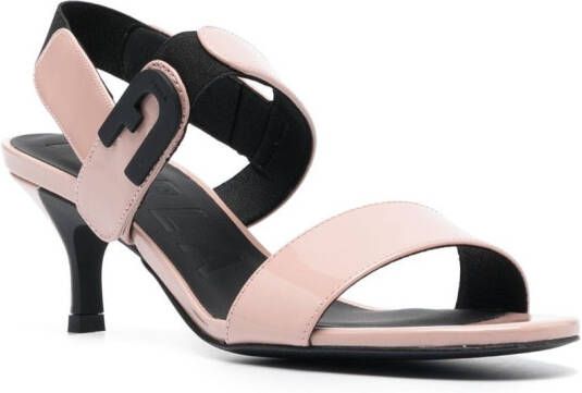 Furla logo-plaque patent-leather sandals Neutrals