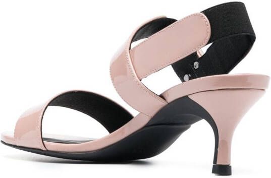 Furla logo-plaque patent-leather sandals Neutrals