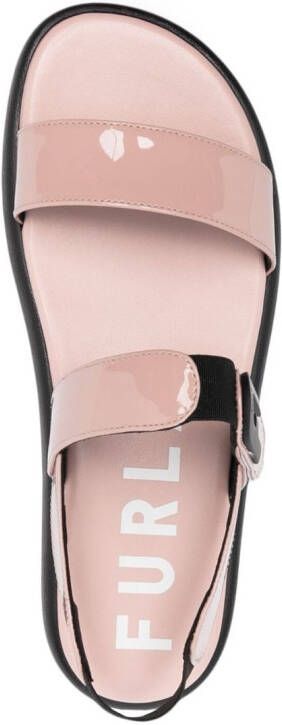 Furla logo-plaque patent-leather sandals Pink