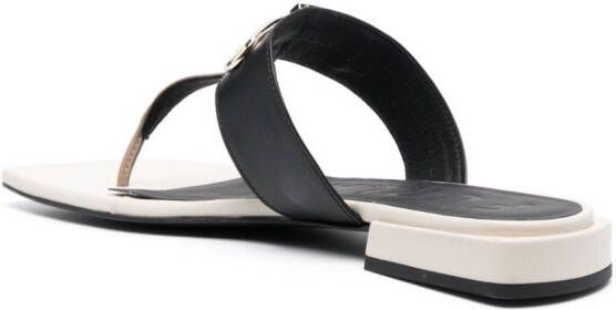 Furla logo-plaque T-bar leather sandals Black