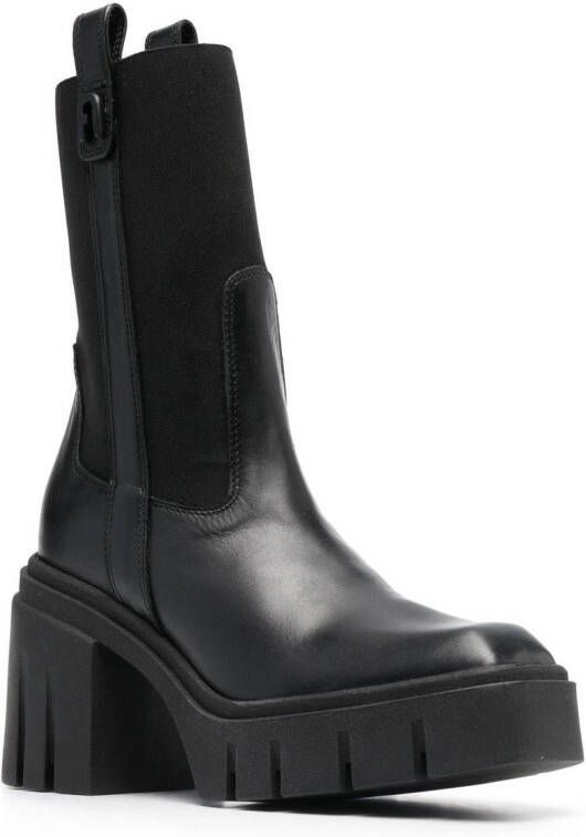 Furla ridged 95mm block-heel boots Black