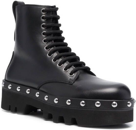 Furla studded lace-up boots Black