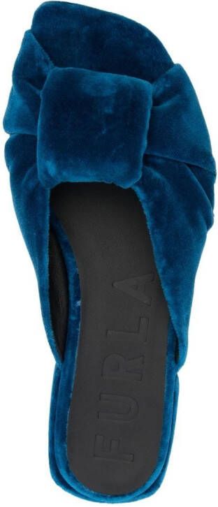 Furla velvet knot-detail 25mm sandals Blue
