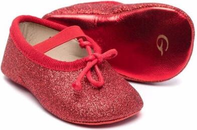 Gallucci Kids bow-detail leather ballerinas Red
