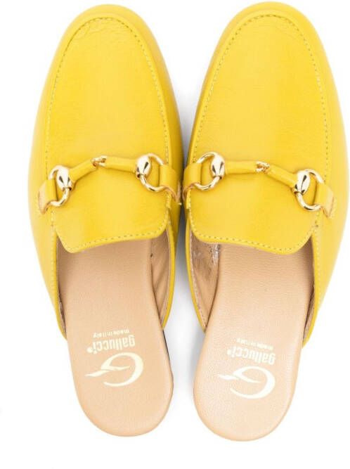 Gallucci Kids buckle-detail leather slippers Yellow
