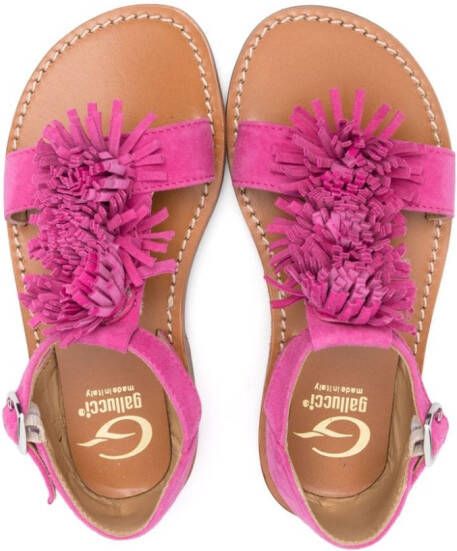 Gallucci Kids calf-suede open-toe sandals Pink