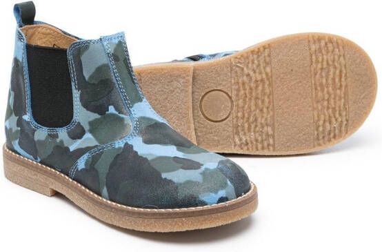 Gallucci Kids camouflage-print leather ankle boots Blue