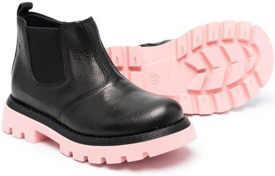 Gallucci Kids contrast-sole leather ankle boots Black