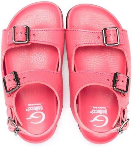 Gallucci Kids double-buckle leather sandals Pink