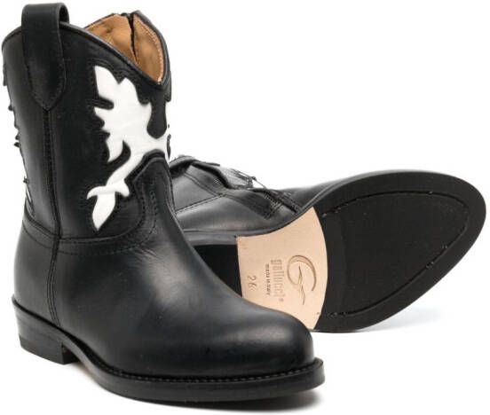 Gallucci Kids embroidered Western-style boots Black