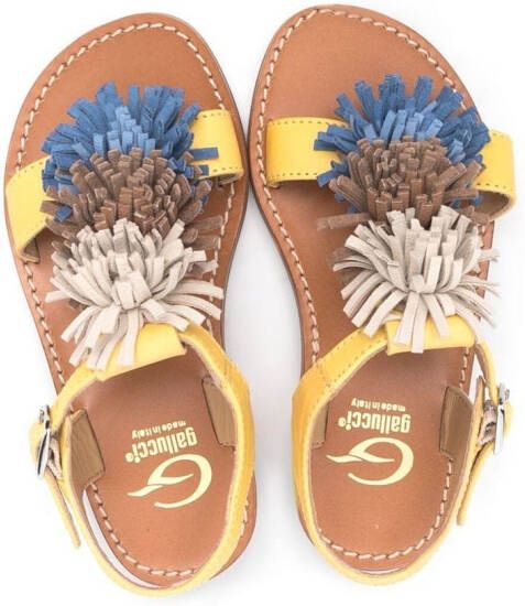 Gallucci Kids floral-detail open toe sandals Yellow