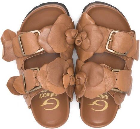 Gallucci Kids floral detail sandals Brown