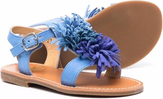Gallucci Kids fringed appliqué buckled sandals Blue