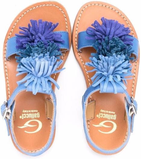 Gallucci Kids fringed appliqué buckled sandals Blue