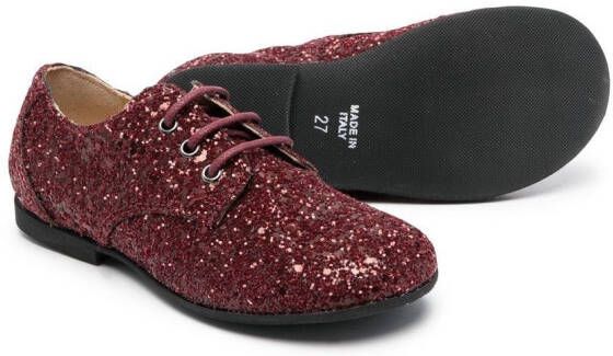 Gallucci Kids glitter lace-up ballerina shoes Red