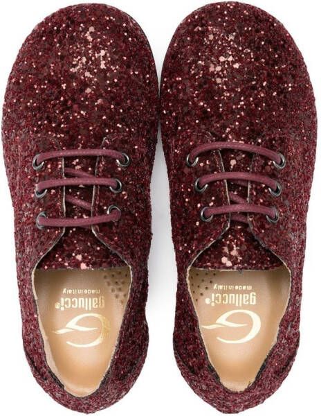 Gallucci Kids glitter lace-up ballerina shoes Red