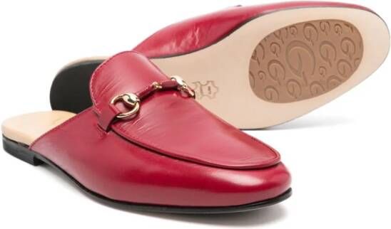 Gallucci Kids horsebit-detail leather slippers Red