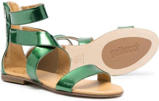 Gallucci Kids metallic strappy sandals Green