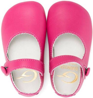 Gallucci Kids scallop-trim leather ballerina shoes Pink
