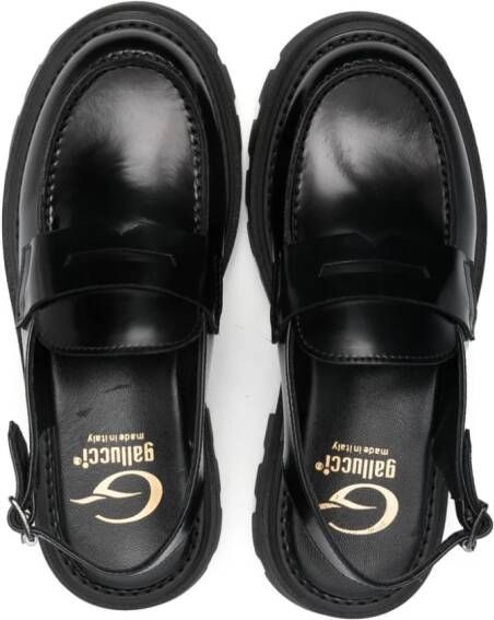 Gallucci Kids slingback leather loafers Black