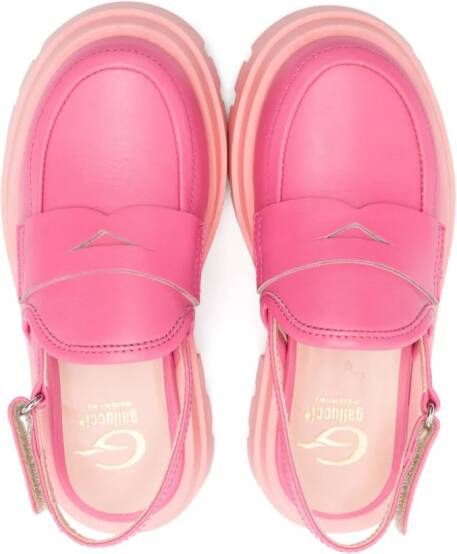 Gallucci Kids slingback leather loafers Pink