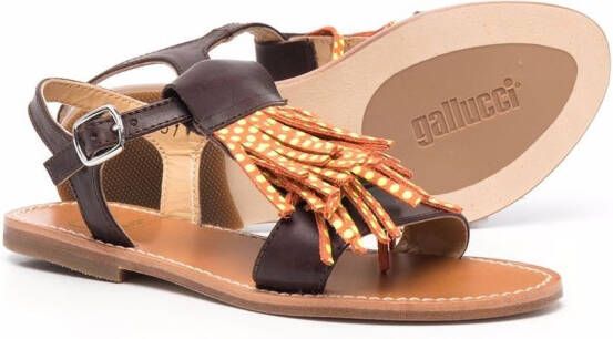 Gallucci Kids tassel trim sandals Brown