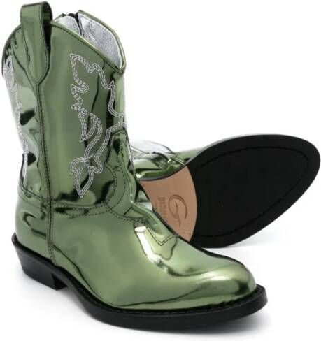 Gallucci Kids Texan foiled boots Green