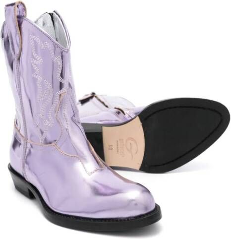 Gallucci Kids Texan foiled boots Purple