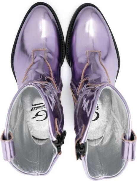 Gallucci Kids Texan foiled boots Purple