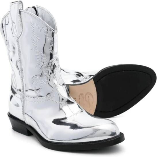 Gallucci Kids Texan foiled boots Silver