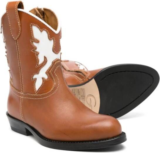 Gallucci Kids Texan leather boots Brown