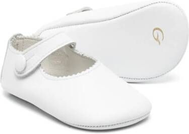 Gallucci Kids zigzag-edge leather ballerina shoes White