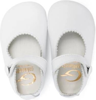 Gallucci Kids zigzag-edge leather ballerina shoes White