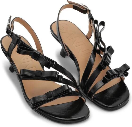 GANNI 25mm bow-detail kitten-heel sandals Black